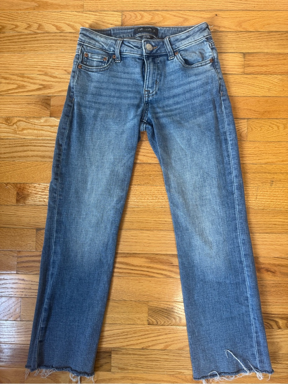 Aeropostale Men’s Straight Jeans - Washed Blue Denim